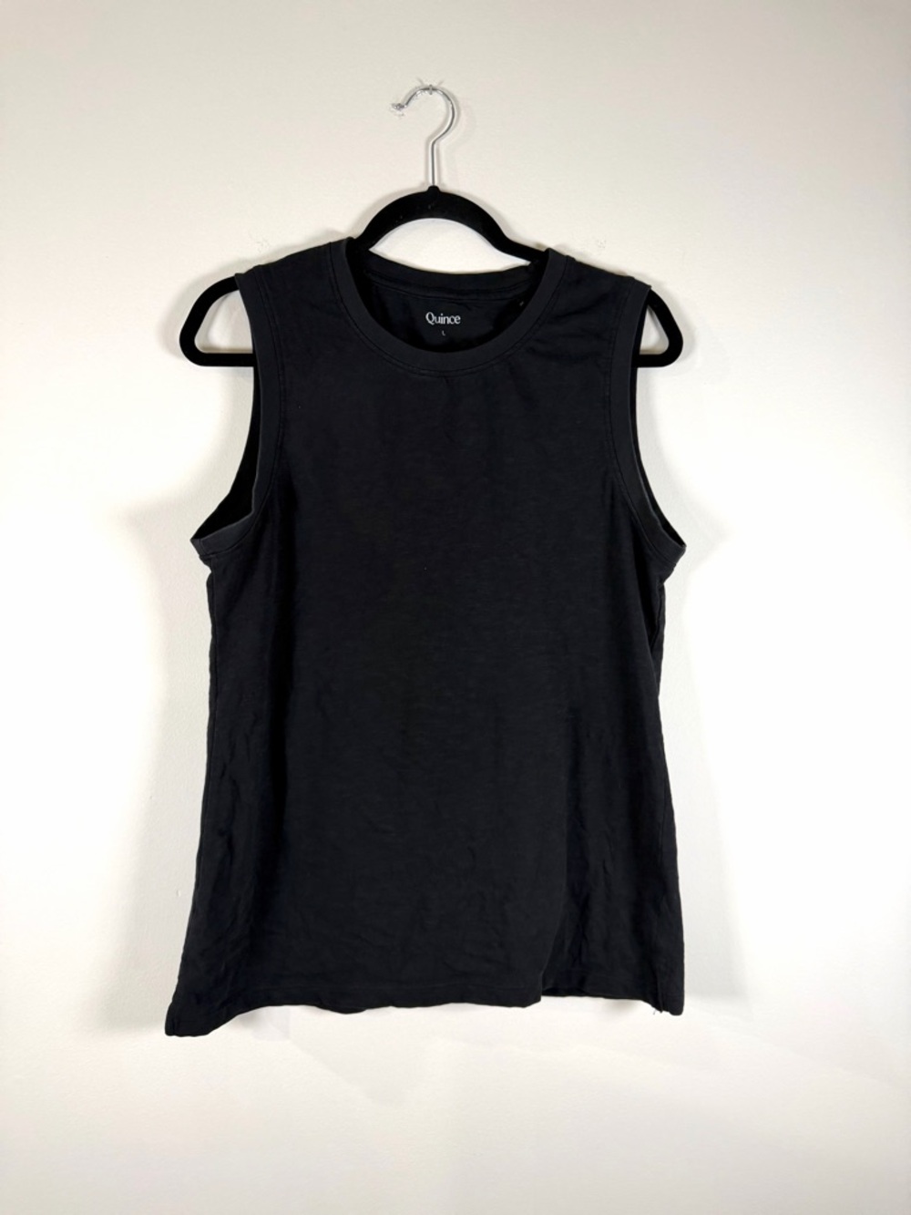 Quince Black Crewneck Sleeveless Tank